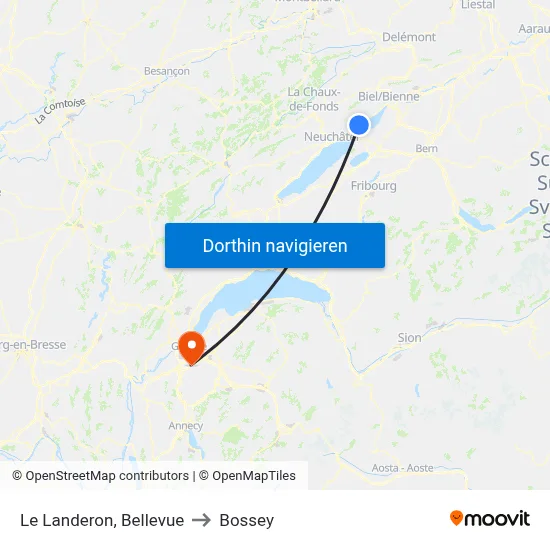 Le Landeron, Bellevue to Bossey map