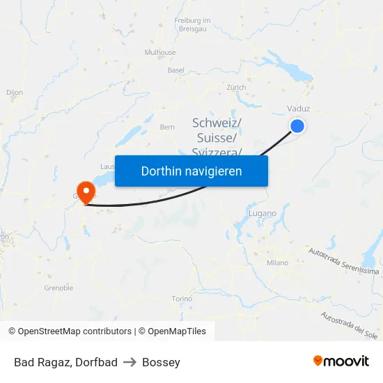 Bad Ragaz, Dorfbad to Bossey map