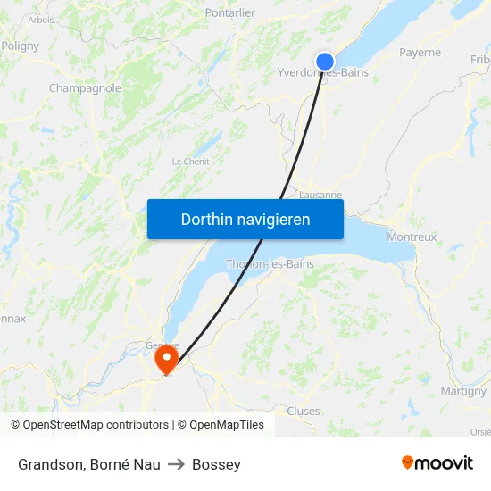 Grandson, Borné Nau to Bossey map