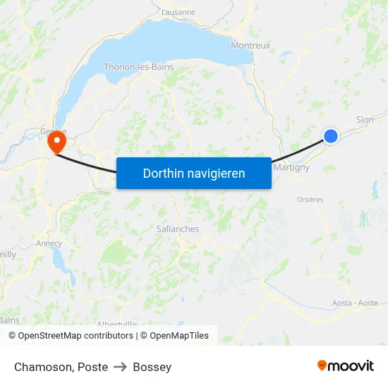 Chamoson, Poste to Bossey map