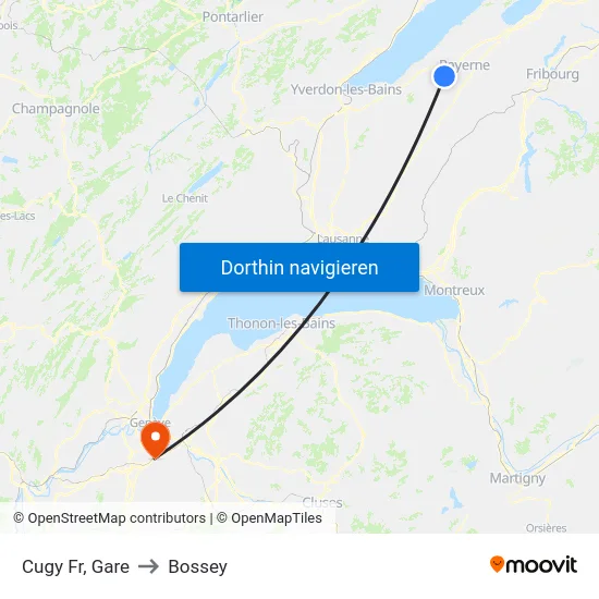 Cugy Fr, Gare to Bossey map