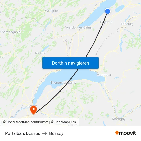 Portalban, Dessus to Bossey map
