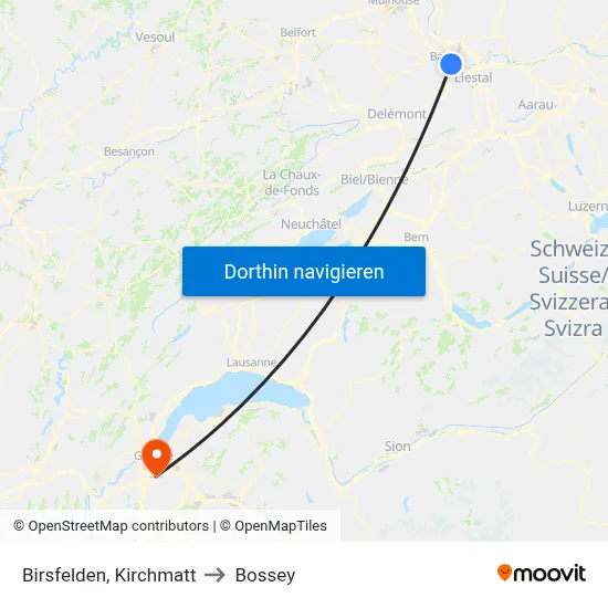 Birsfelden, Kirchmatt to Bossey map