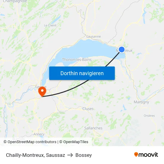 Chailly-Montreux, Saussaz to Bossey map
