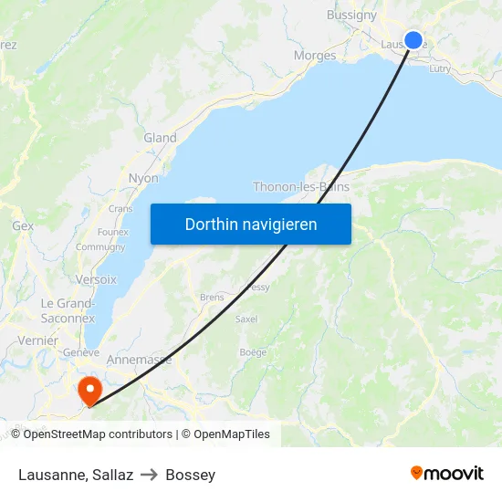Lausanne, Sallaz to Bossey map