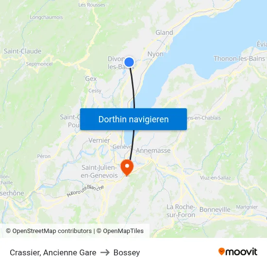 Crassier, Ancienne Gare to Bossey map