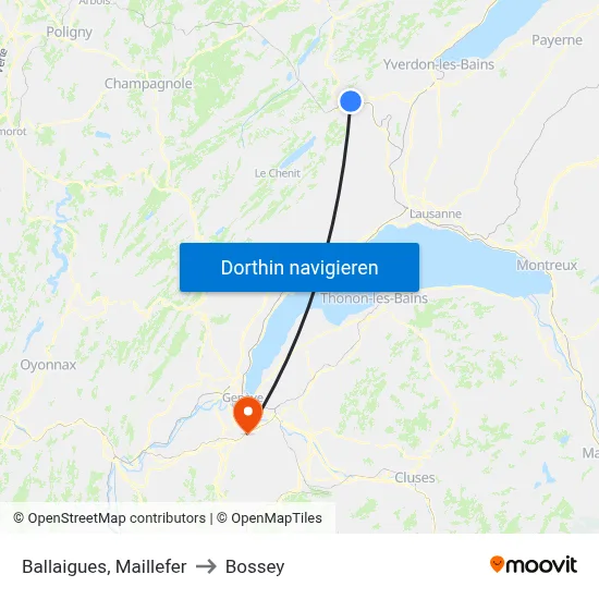 Ballaigues, Maillefer to Bossey map