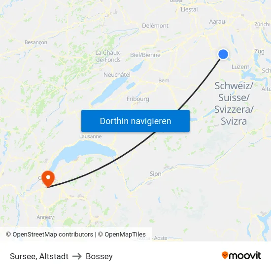 Sursee, Altstadt to Bossey map