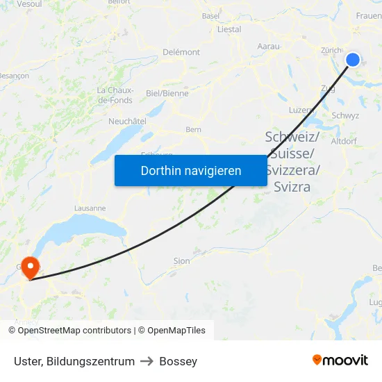 Uster, Bildungszentrum to Bossey map
