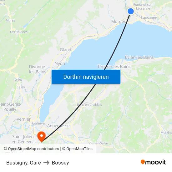 Bussigny, Gare to Bossey map