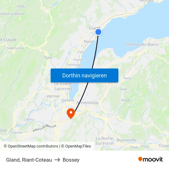 Gland, Riant-Coteau to Bossey map