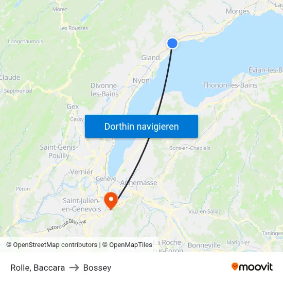 Rolle, Baccara to Bossey map