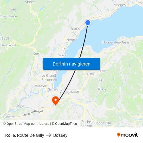 Rolle, Route De Gilly to Bossey map