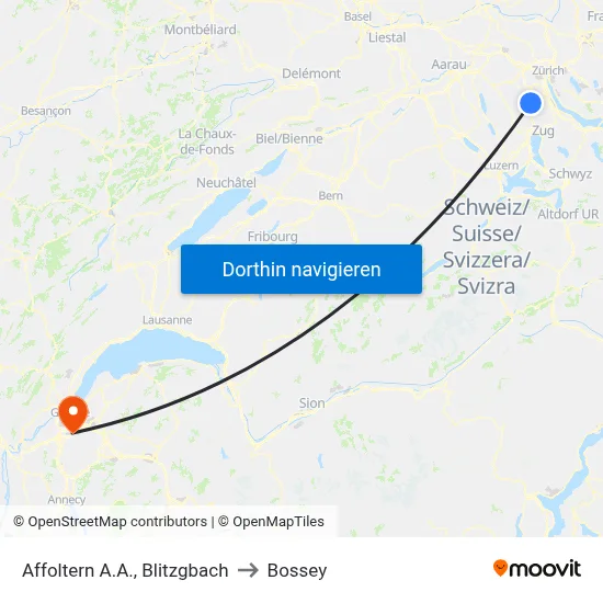 Affoltern A.A., Blitzgbach to Bossey map