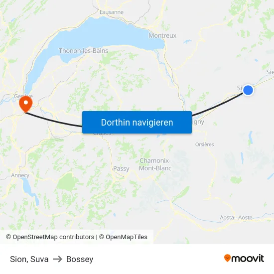 Sion, Suva to Bossey map