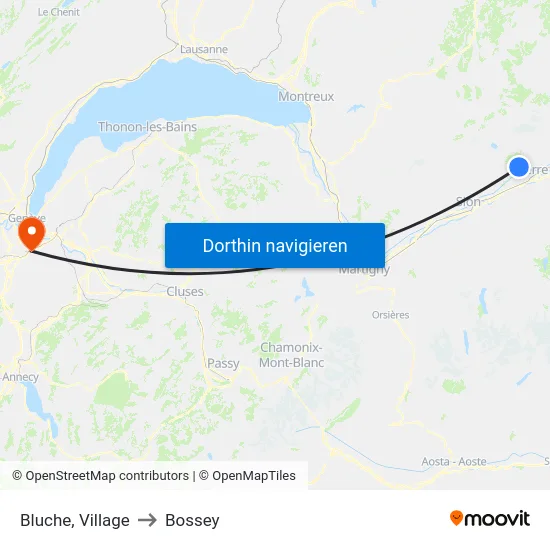 Bluche, Village to Bossey map