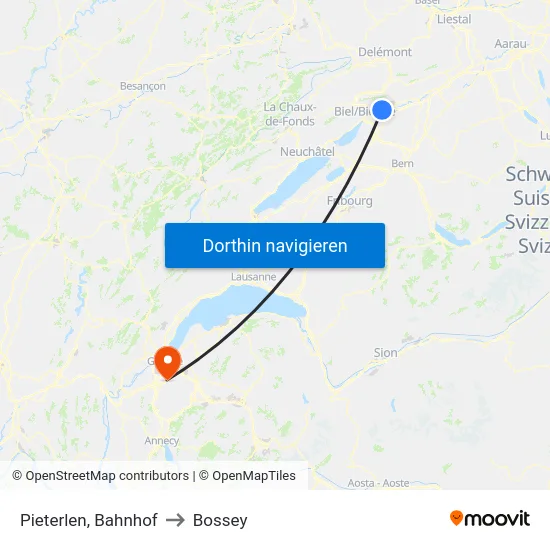 Pieterlen, Bahnhof to Bossey map