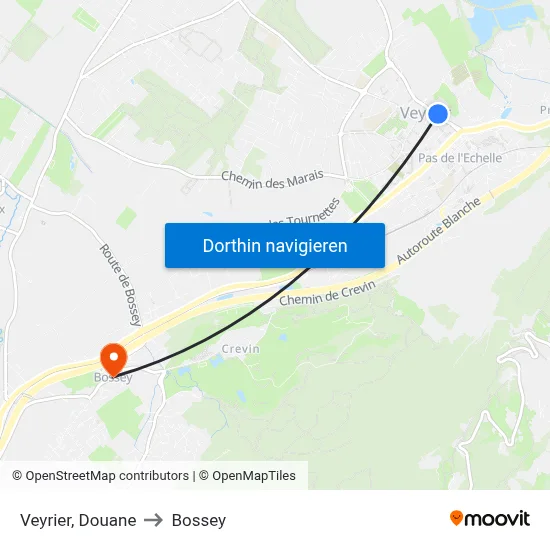 Veyrier, Douane to Bossey map