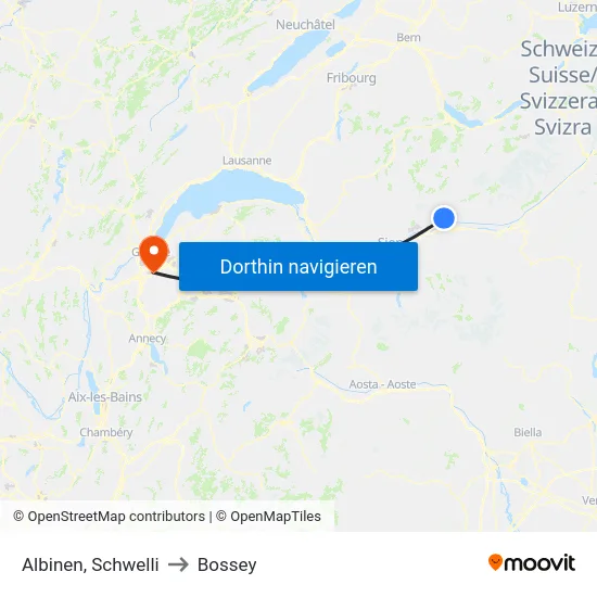 Albinen, Schwelli to Bossey map