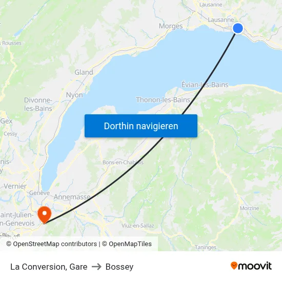 La Conversion, Gare to Bossey map