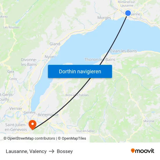 Lausanne, Valency to Bossey map