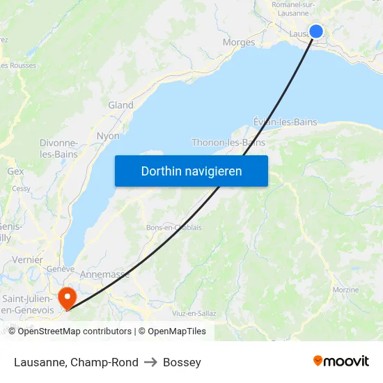 Lausanne, Champ-Rond to Bossey map