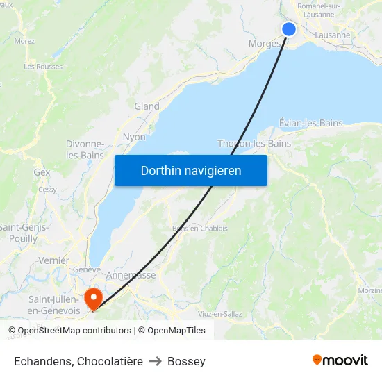 Echandens, Chocolatière to Bossey map