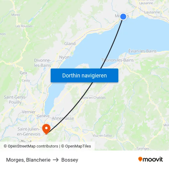 Morges, Blancherie to Bossey map