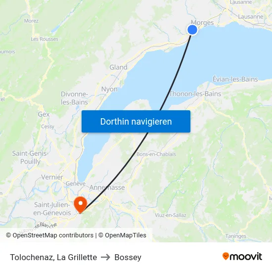 Tolochenaz, La Grillette to Bossey map