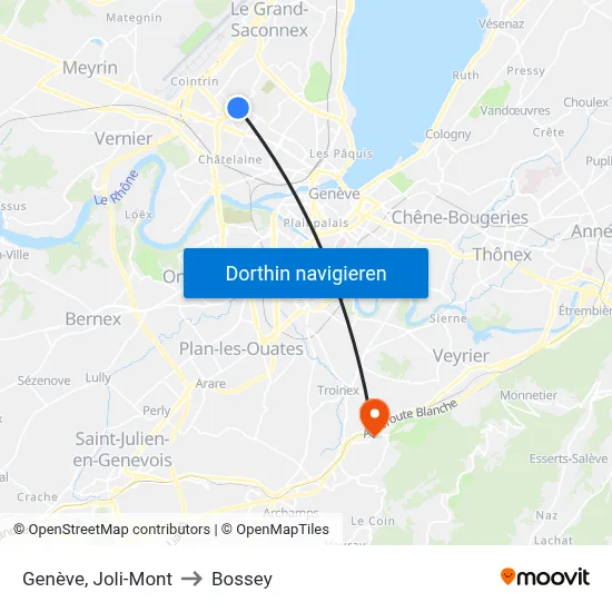 Genève, Joli-Mont to Bossey map