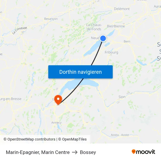 Marin-Epagnier, Marin Centre to Bossey map
