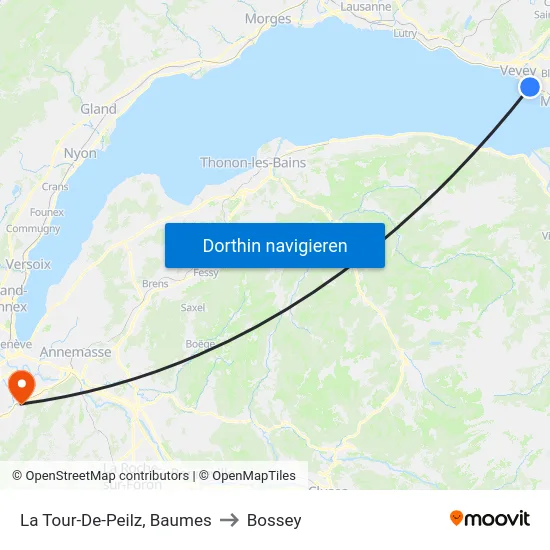 La Tour-De-Peilz, Baumes to Bossey map