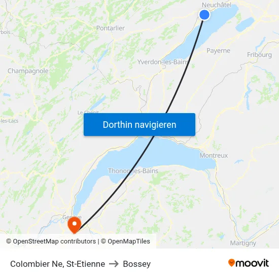 Colombier Ne, St-Etienne to Bossey map