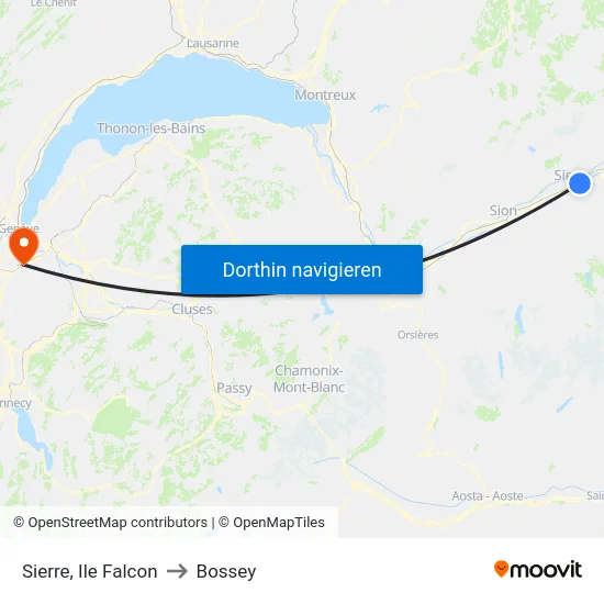 Sierre, Ile Falcon to Bossey map