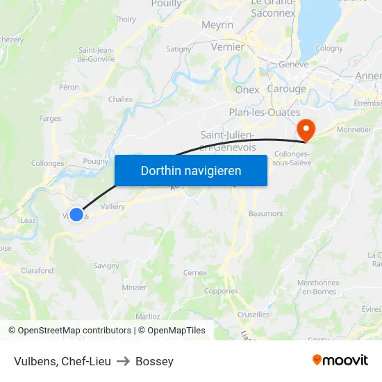 Vulbens, Chef-Lieu to Bossey map