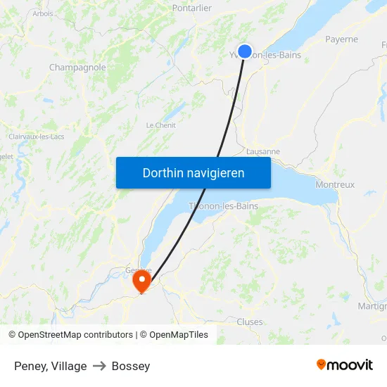 Peney, Village to Bossey map