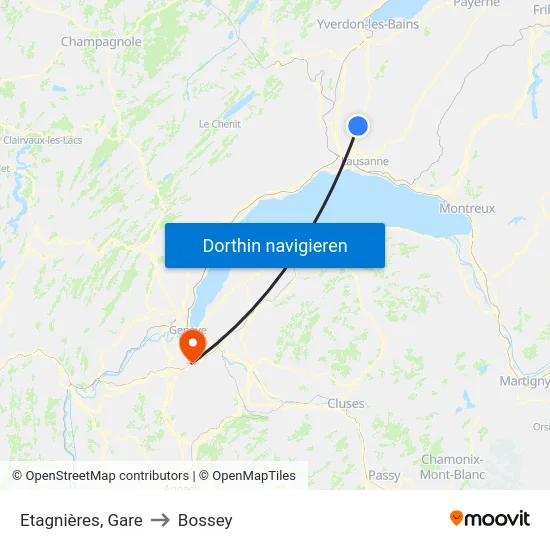 Etagnières, Village to Bossey map