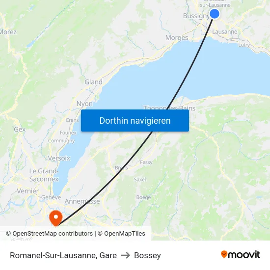 Romanel-Sur-Lausanne, Gare to Bossey map