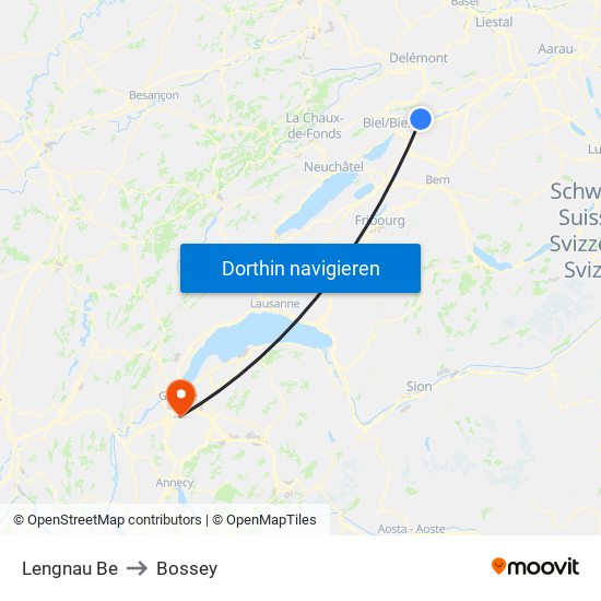 Lengnau Be to Bossey map