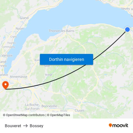 Bouveret to Bossey map