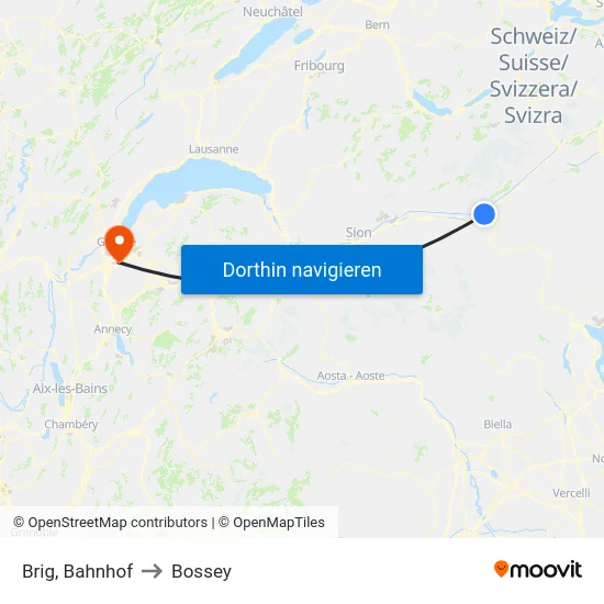Brig, Bahnhof to Bossey map