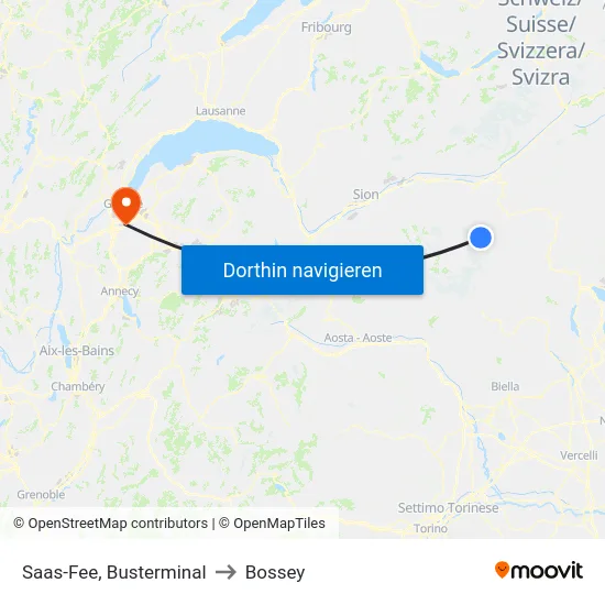 Saas-Fee, Busterminal to Bossey map