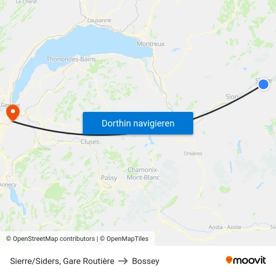Sierre/Siders, Gare Routière to Bossey map