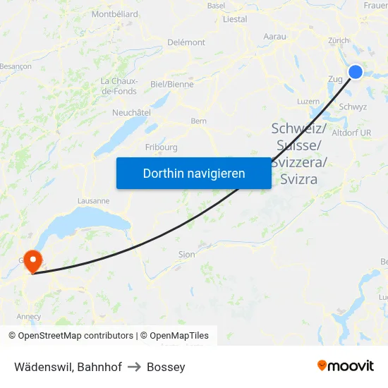 Wädenswil, Bahnhof to Bossey map