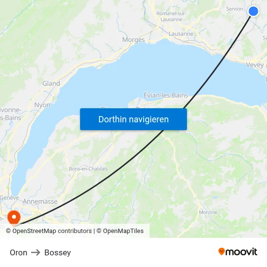 Oron to Bossey map