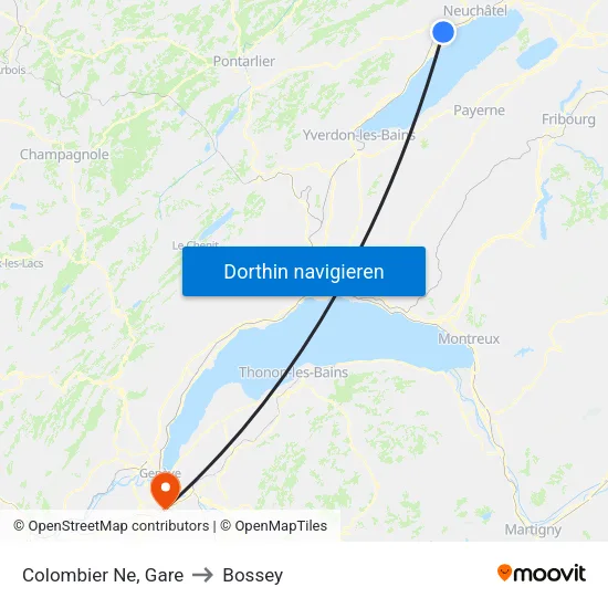 Colombier Ne, Gare to Bossey map