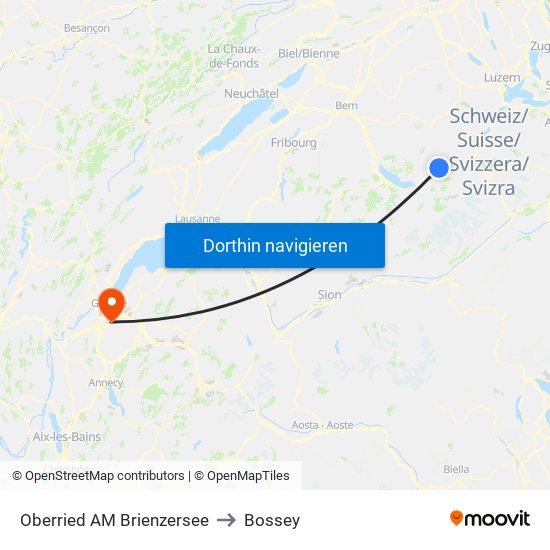 Oberried AM Brienzersee to Bossey map