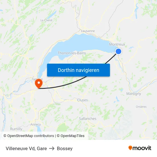 Villeneuve Vd, Gare to Bossey map