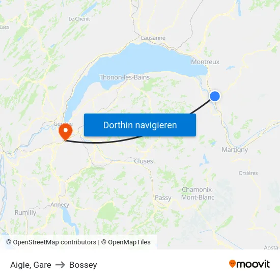 Aigle, Marjolin to Bossey map