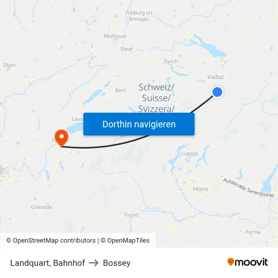 Landquart, Bahnhof to Bossey map
